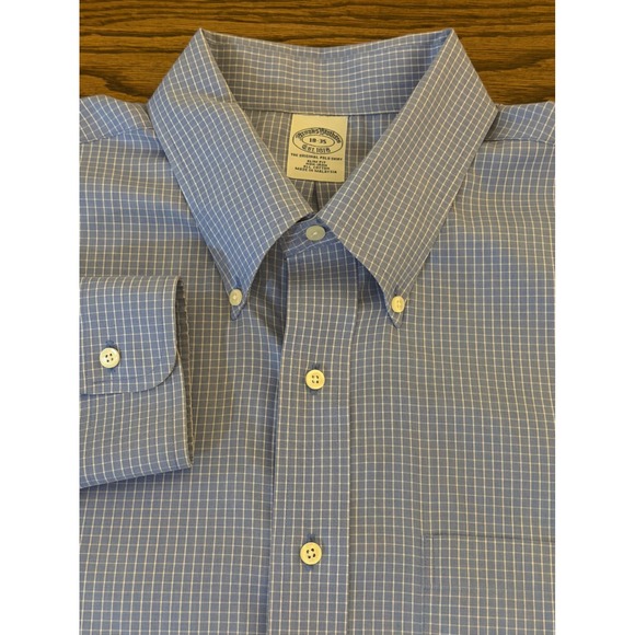 Brooks Brothers Other - Brooks Brothers Mens 18-35 Slim Fit Non-Iron Blue Check Button Down Dress Shirt